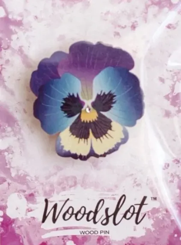 WOODSLOT брошь значок цветок анютины глазки 2 br33